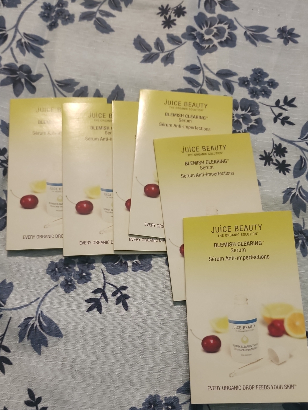 Juice Beauty Blemish Clearing Serum Samples in Yellow and White Packaging